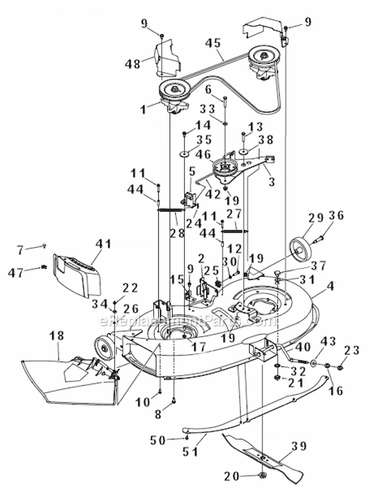 Models 760-779 38 Deck Diagram and Parts List for 13A1762F729  Yard Machines Lawn Tractor